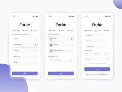 Forke Signup app design interaction design mobile app ui ui design ux design