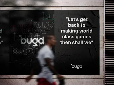 Bugd Brand Shot billboard billboard mockup brand brand design brand designer brand mock brand process branding bugd clean dark brand freelance designer game design gaming brand logo design logo designer madebyswish modern poster design