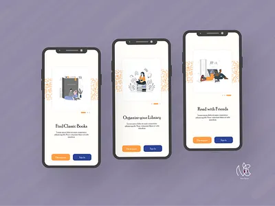 Onboarding for Bubill, an E-library app designer illustration illustrations interface design mobile app onboarding ui uiux