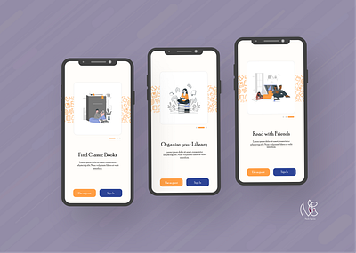 Onboarding for Bubill, an E-library app designer illustration illustrations interface design mobile app onboarding ui uiux