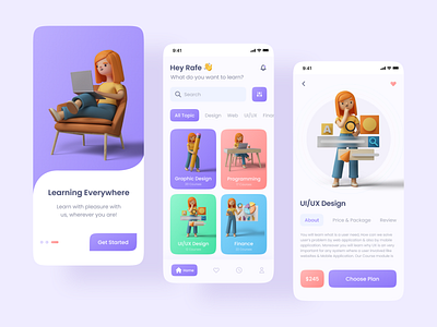 Online Education App app app ui clean ui colourful ui course e learning education education app exam illustration learning app mobile mobile app modern online education online test student app teaching ui vector