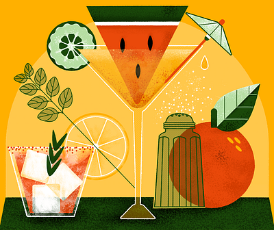 Summer Cocktail Illustration cocktail digital illustration editorial food and beverage illustration illustrator magazine summer vector