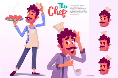 The Chef cartoon character design design drawing illustration vector