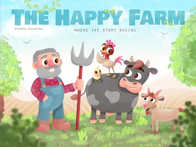 the happy farm cartoon character design design illustration