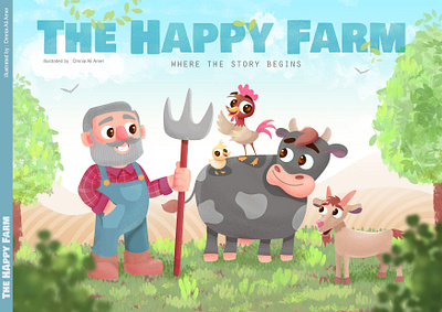 the happy farm cartoon character design design illustration