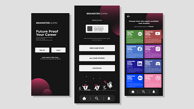 Learn-On-The-Go Case Study App (Brainster Learn) app branding design illustration logo typography ui ux vector