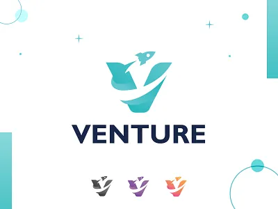 Letter "V" Venture logo. app brand brand design branding design icon letter mark letter v logo logo design logotype mark minimal rocket simple space venture