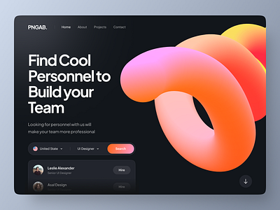 PNGAB - Find Personnel Hero⚡ agency clean design find personnel gradient hero hero section minimal minimalist mobile personnel personnel management profile recruitment staff startup team team managing ui web design