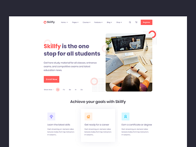 Online Education Platform agency animation design education education website elarning home page illustration landing landing page madbrains online class online education product design product page typography ui uiux design vector website