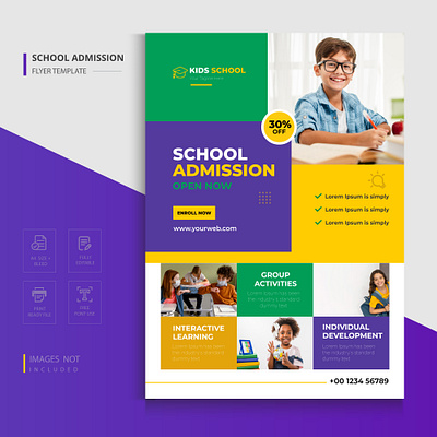 School Admission flyer template design admission brochure flyer graphic design kids flyer leaflet poster school admission university