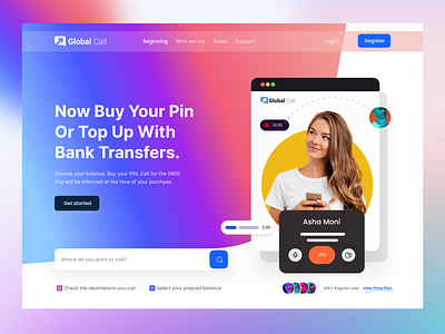 Global Call Phone Call Service Web UI call service gradient design home page homepage landing landing page landingpage phone call product designer ui uiux user experience user interface web web designer website design
