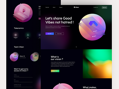 Viben - Crypto token website adobe illustrator adobe photoshop adobe xd crypto crypto currency figma landing page design product design ui ui design uiux designer user experience ux ux design web design website design