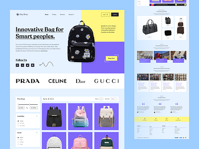 Bag Shop Website Landing Page 2022 bag shop bag store clean ecommerce home page landing page minimal modern online shop online store sakib shop store ui uiux web website