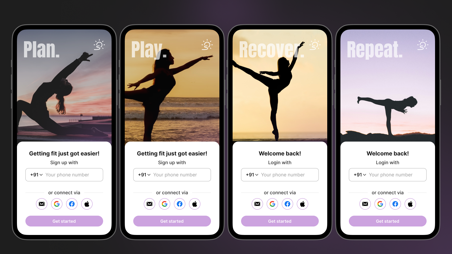Combo Signup Login Flow 001 app dailyui fitness journey login sign up typography ui ux