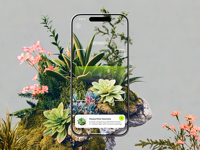 Plant tracker - Mobile app concept 3d ai animation app midjourney mobile motion graphics plants tracker ui