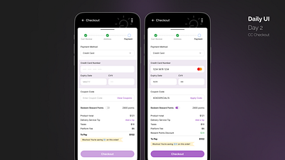 CC Payment Checkout app cc checkout credit card dailyui journey payment method ui ux