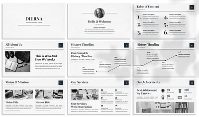 Diurna - Monochrome Keynote Template branding clean design designposter duotone keynote google google slides gradient graphic design illustration keynote keynote template monochrome monochrome keynote pitch deck startup ui ux vector web design