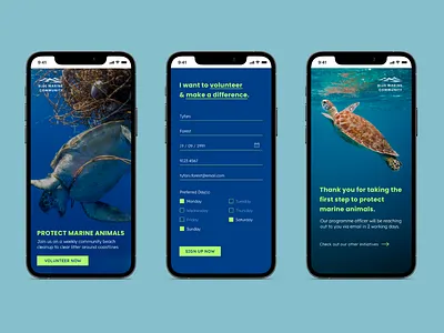 Blue Marine Community – Volunteer Sign Up | #DailyUI app dailyui ui ux