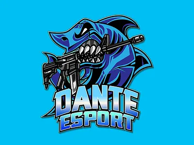 Shark Esport Logo 2d animal cartoon cool discord esport gamers graphicdesign gun illustration livestreamers logo logoesport logos mascot shark streamers twitch twitchlogo youtubelogo