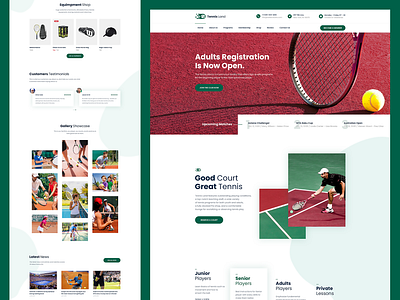 Tennis Court Landing Page blog design gallery header hero image info box landing page tennis tennis club tennis court testimonials ui ux web design