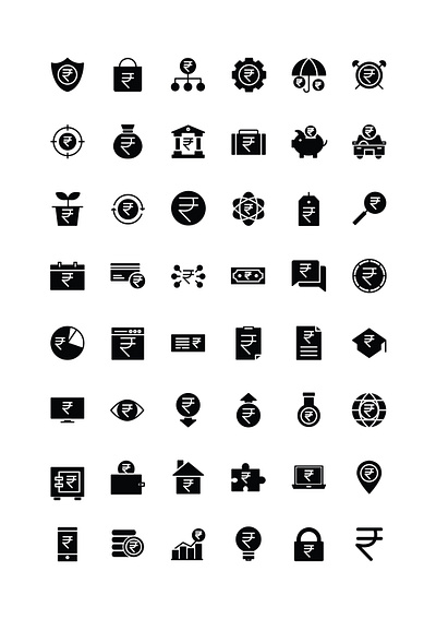 Indian Currency (Rupee) Filled Icon Set design download finance flat icon icon download icon pack icon set iconography icons illustration illustrator india indian rupee ui vector