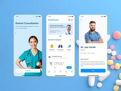 Healthpedia UI Kit app clean components design figma health illustration kit medical mobile ui uidesign uxdesign