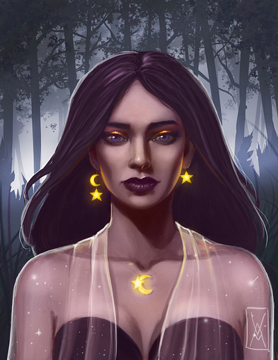 Digital portrait of a witch art artwork character dark digital art digital portrait drawing illustration painting photoshop portrait witch witcher