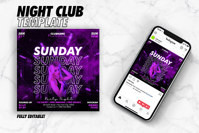 Night Club flyer template brand branding clothing brand club party flyer design design for sale fashion flyer flyer design flyer for sale flyer template food flyer graphic design illustration instagram post logo night club flyer ui