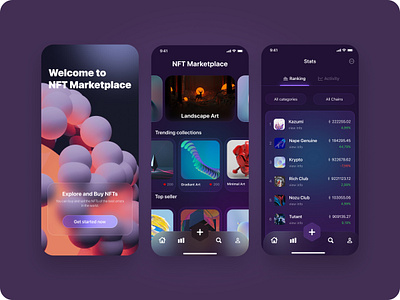 NFT Marketplace App appdesignui appui bitcoin creativeappdesign creativenftappui creativenftdesign cryptocurrencyapp digitalartdesign finanaceappdesign future glassmorphismappdesign marketplaceapp nft nftappdesign nftartdesign nftmarketplace nftmarketplaceapp ui uidesigner uiux