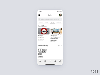 Daily UI #091 of 100 - Curated for You app application branding curated curatedforyou dailyui dailyui091 design illustration learn logo rebound ui ux uxui web design