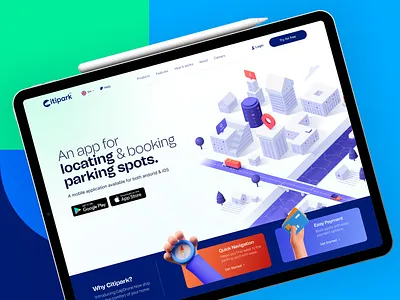 Citipark | An app for booking parking spots. app booking branding cab card ui clean ui design graphic design illustration ios logo map mobile parking parking app parking lot typography ui ux vehicle