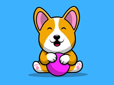 Cute Corgi Dog Playing Ball small
