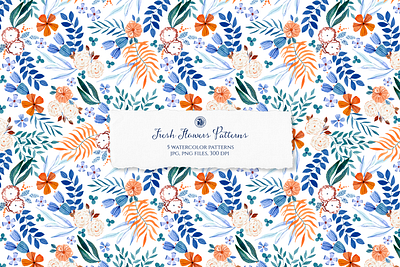 Fresh Flowers Patterns Collection fabrics flowers seamless pattern watercolor