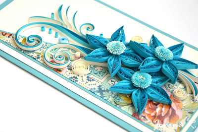 Quilling card 3d blue craft design greetingcard handmade handmadecard paperart paperflowers papermagicbyjr quilling