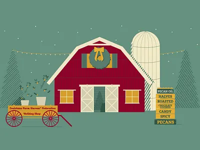 2021 Louisiana Farm Bureau Holiday Shop agriculture barn branding christmas design farm farm bureau holiday shop holidays illustration illustrator louisiana pms 202