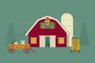 2021 Louisiana Farm Bureau Holiday Shop agriculture barn branding christmas design farm farm bureau holiday shop holidays illustration illustrator louisiana pms 202