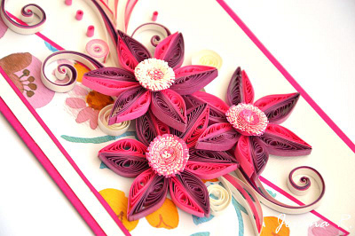 Quilling card 3d craft design greetingcard handmade handmadecard illustration paperart paperflowers papermagicbyjr pink quilling quillingcard