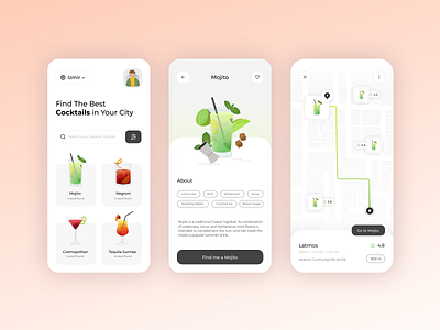 Cocktail Finder - Mobile App Design app design illustration ui