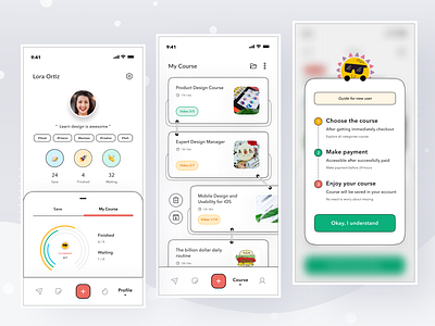 Online Course App app card clean course design edcuation ios learn mobile profile school ui video