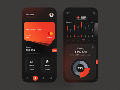 finance bank accounts and bank card ux ui management design app