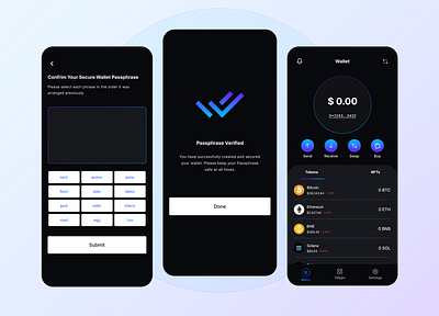 Wallet Design - EXODUS appdesign crypto cryptowallet onboarding passphrase swap ux walletdesign