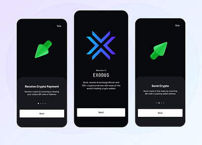 EXODUS - Wallet Redesign app app design cryptoapp cryptowallet exoduswallet onboarding redesign ui walletdesign