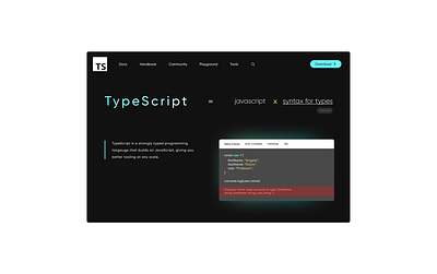 Visual Redesign of TypeScript Landing Page code coding design figma logo minimal product productdesign redesign ui ux