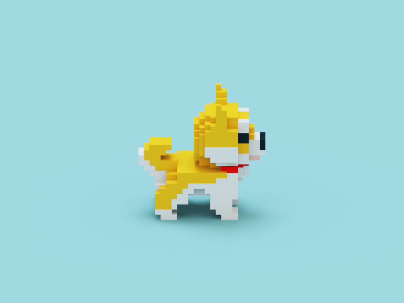 3D Shiba Inu 3d dog doge low poly magicavoxel shiba inu voxel voxel art