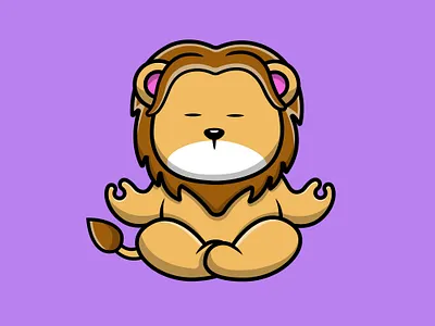 Cute Lion Yoga lotus
