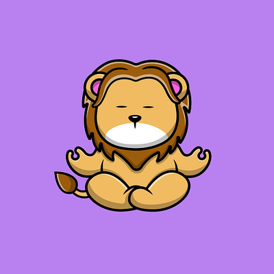 Cute Lion Yoga lotus