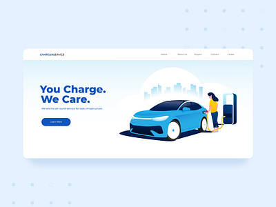 Charging Station Website car charging graphic design illustration landing page modern design people ui uiux vector website