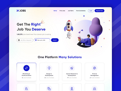 Job Portal 3d 3d elements blue design employement gradient graphic design illustration job job portal landing page minimul portal typography ui ux vector web web design work
