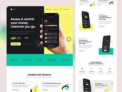 FinTech Landing Page branding cashless click design digital fintech freelancer homepage landing page logo online payment receive send tap transactions ui wallet website