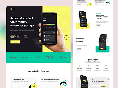 FinTech Landing Page branding cashless click design digital fintech freelancer homepage landing page logo online payment receive send tap transactions ui wallet website
